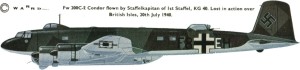 Focke-Wulfe Fw200. 1 bomber Gruppe equipped. Withdrawn in mid august for anti-shipping duties 